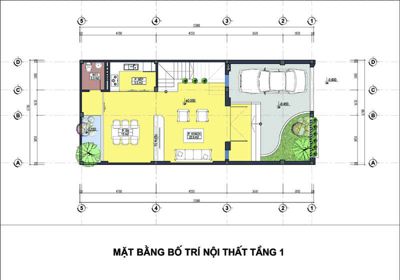 h&igrave;nh ảnh bản vẽ thiết kế mặt bằng nội thất tầng 1 nh&agrave; phố