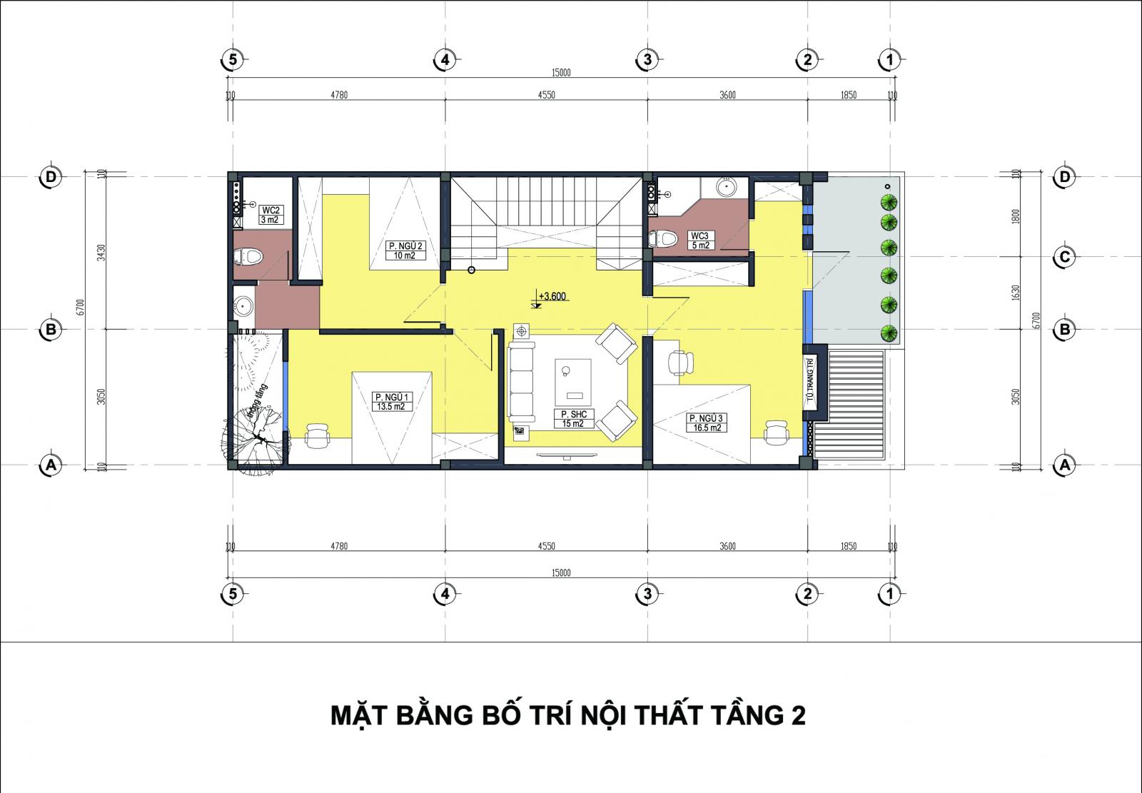 h&igrave;nh ảnh bản vẽ thiết kế mặt bằng nội thất tầng 2 nh&agrave; phố