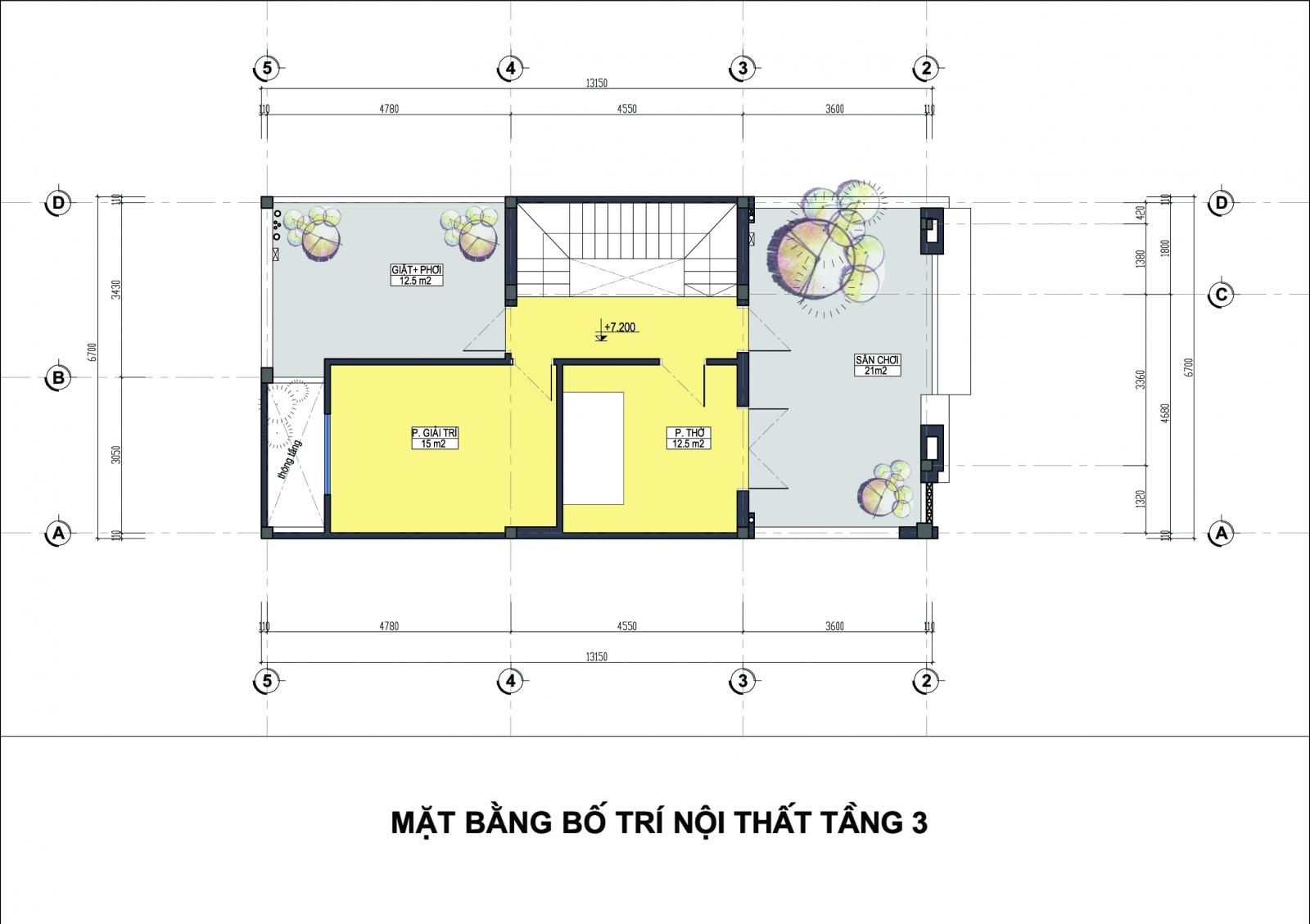 h&igrave;nh ảnh bản vẽ thiết kế mặt bằng nội thất tầng 3 nh&agrave; phố