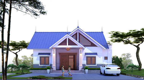 h&igrave;nh ảnh phối cảnh mặt tiền biệt thự 1 tầng