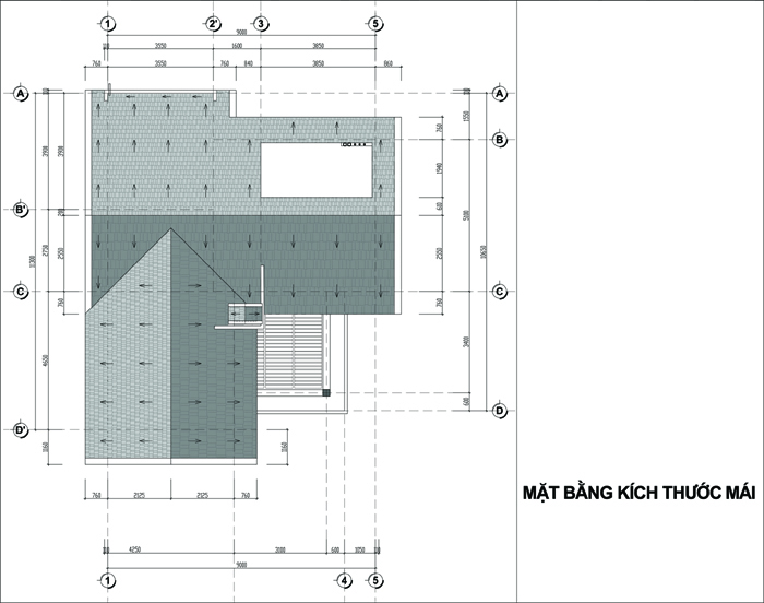 hình ảnh bản vẽ mặt bằng tầng mái biệt thự 2 tầng mái Thái