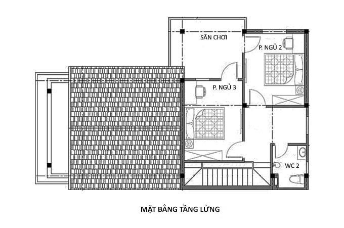 h&igrave;nh ảnh bản vẽ thiết kế mặt bằng tầng lửng nh&agrave; cấp 4