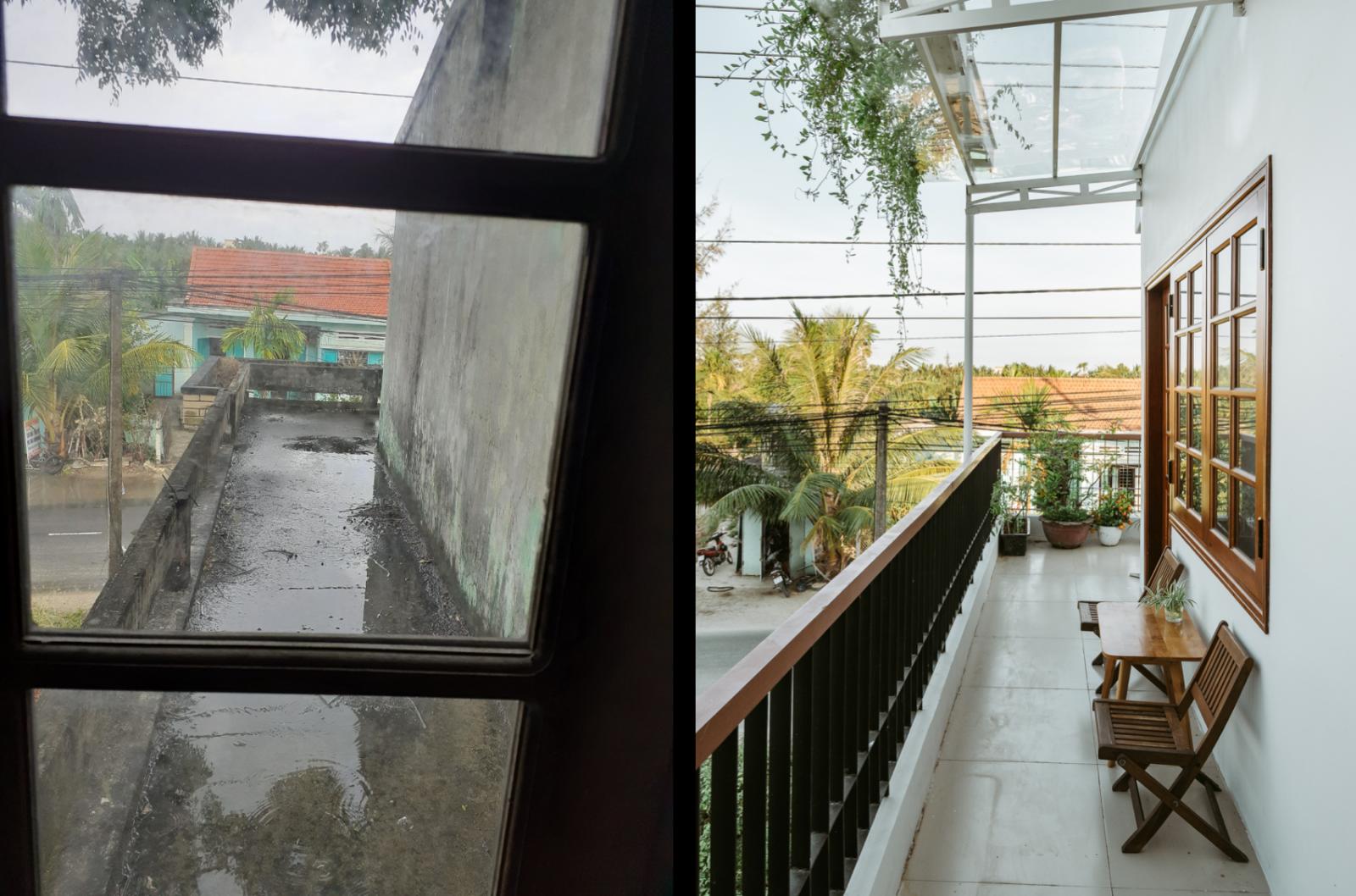 Ban c&ocirc;ng trước v&agrave; sau cải tạo