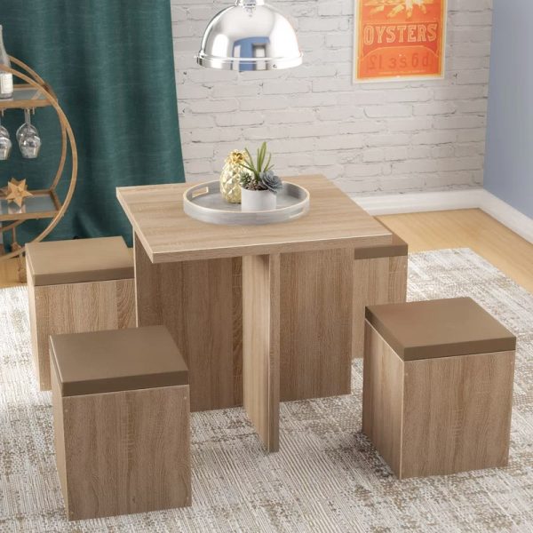 h&igrave;nh ảnh cận cảnh mẫu b&agrave;n ăn m&ocirc; đun bằng gỗ 4 ghế ngồi