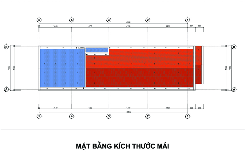 hình ảnh mặt bằng kích thước mái nhà lô 4 tầng