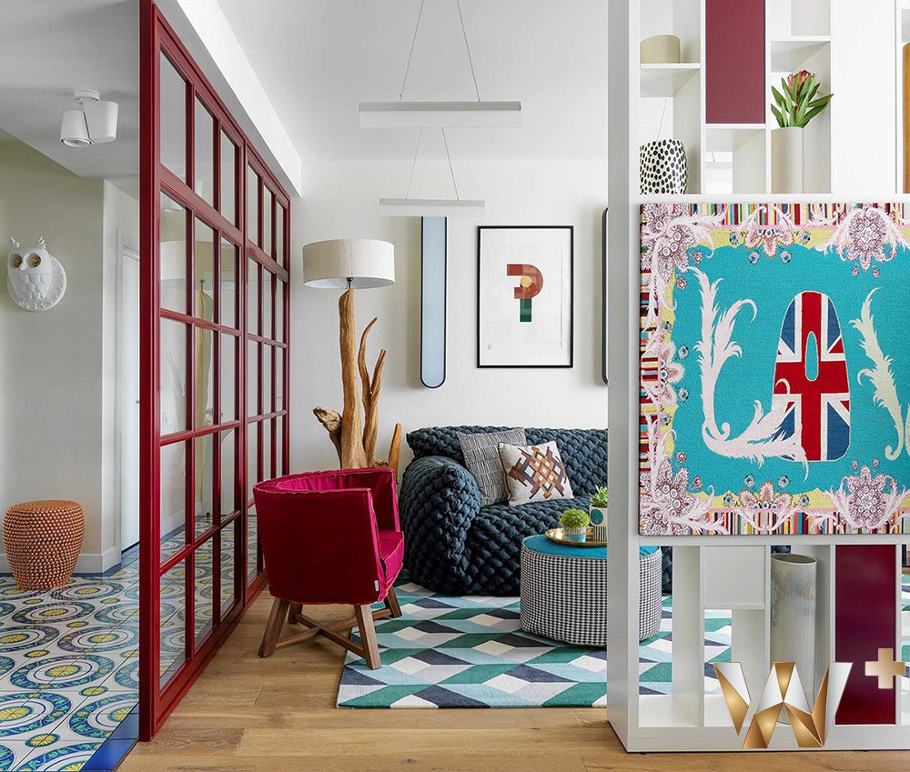 h&igrave;nh ảnh b&ecirc;n trong căn hộ chung cư phong c&aacute;ch Color Block