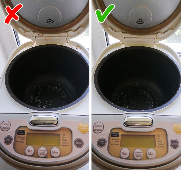 h&igrave;nh ảnh nồi cơm điện trước v&agrave; sau khi được vệ sinh l&agrave;m sạch