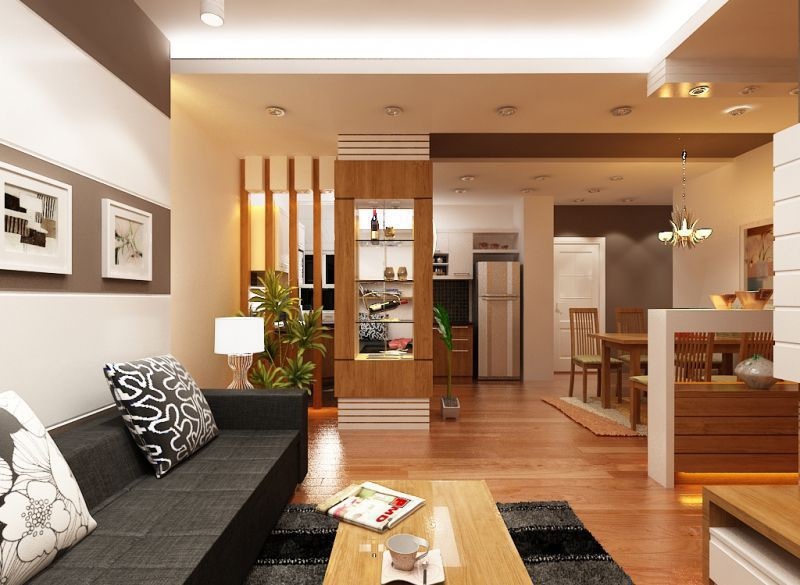 h&igrave;nh ảnh ph&ograve;ng kh&aacute;ch nh&agrave; ống 3 tầng với sofa m&agrave;u đen đặt s&aacute;t tường, b&agrave;n tr&agrave; gỗ chữ nhật đặt tr&ecirc;n thảm trải m&agrave;u đen, đ&egrave;n LED &acirc;m trần