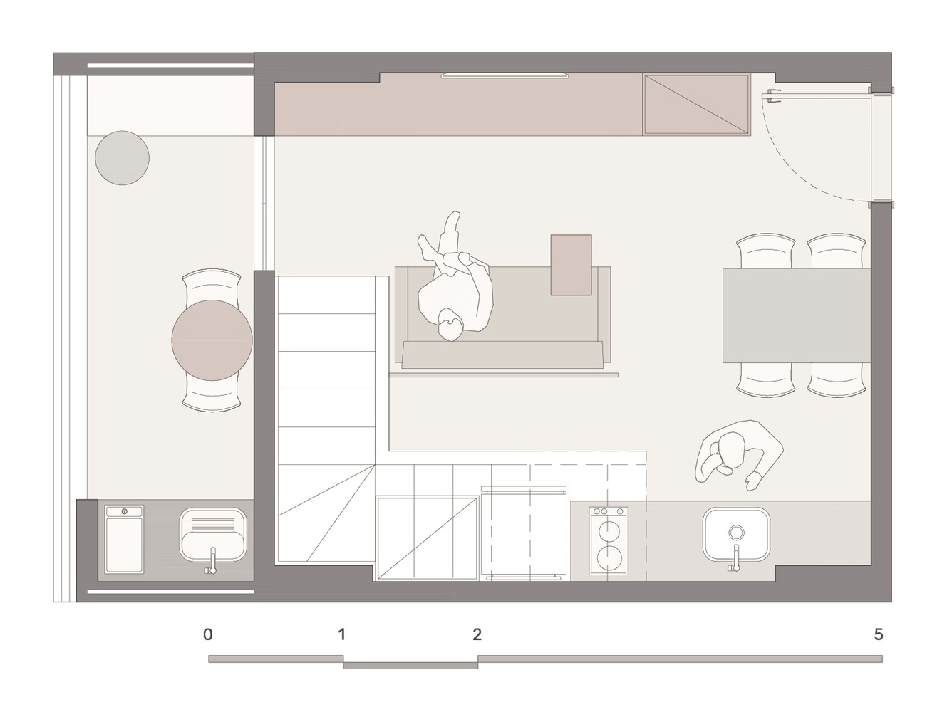 Mặt bằng tầng trệt căn hộ 44m2