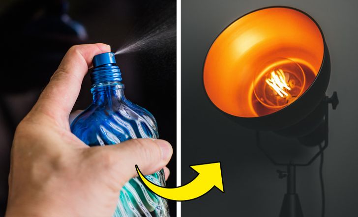 Xịt nước hoa l&ecirc;n b&oacute;ng đ&egrave;n khử m&ugrave;i h&ocirc;i trong nh&agrave;