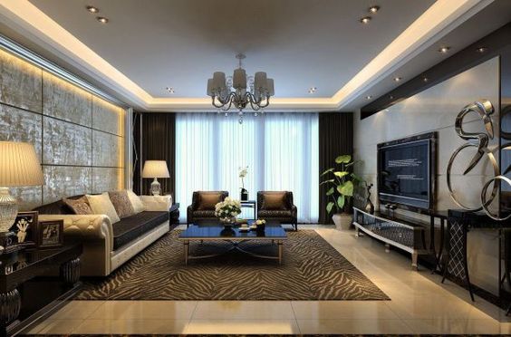 h&igrave;nh ảnh ph&ograve;ng kh&aacute;ch biệt thự đẹp với nội thất m&agrave;u n&acirc;u chủ đạo, đ&egrave;n LED trang tr&iacute;, khung cửa k&iacute;nh lớn