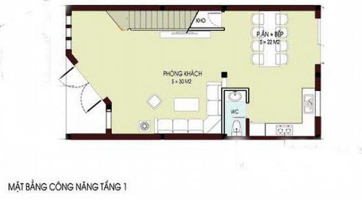 h&igrave;nh ảnh mặt bằng bố tr&iacute; nội thất tầng 1 nh&agrave; ống
