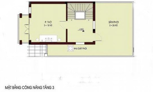 h&igrave;nh ảnh mặt bằng bố tr&iacute; nội thất tầng 3 nh&agrave; ống