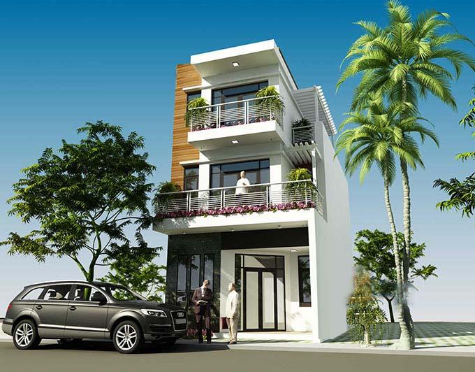 h&igrave;nh ảnh phối cảnh 3D mẫu thiết kế nh&agrave; ống 3 tầng phong c&aacute;ch hiện đại