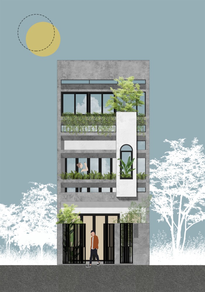 Phối cảnh 3D ng&ocirc;i nh&agrave; ống ở Đ&agrave; Nẵng