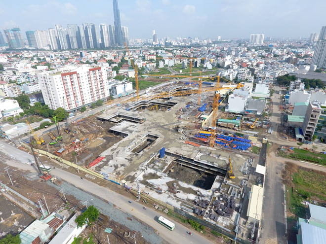 hình ảnh một dự án nhà ở hình thành trong tương lai nhìn từ trên cao