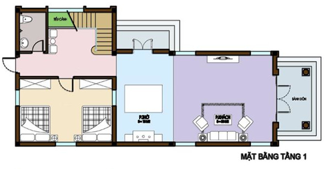 hình ảnh mặt bằng bố trí nội thất tầng 1 nhà vườn