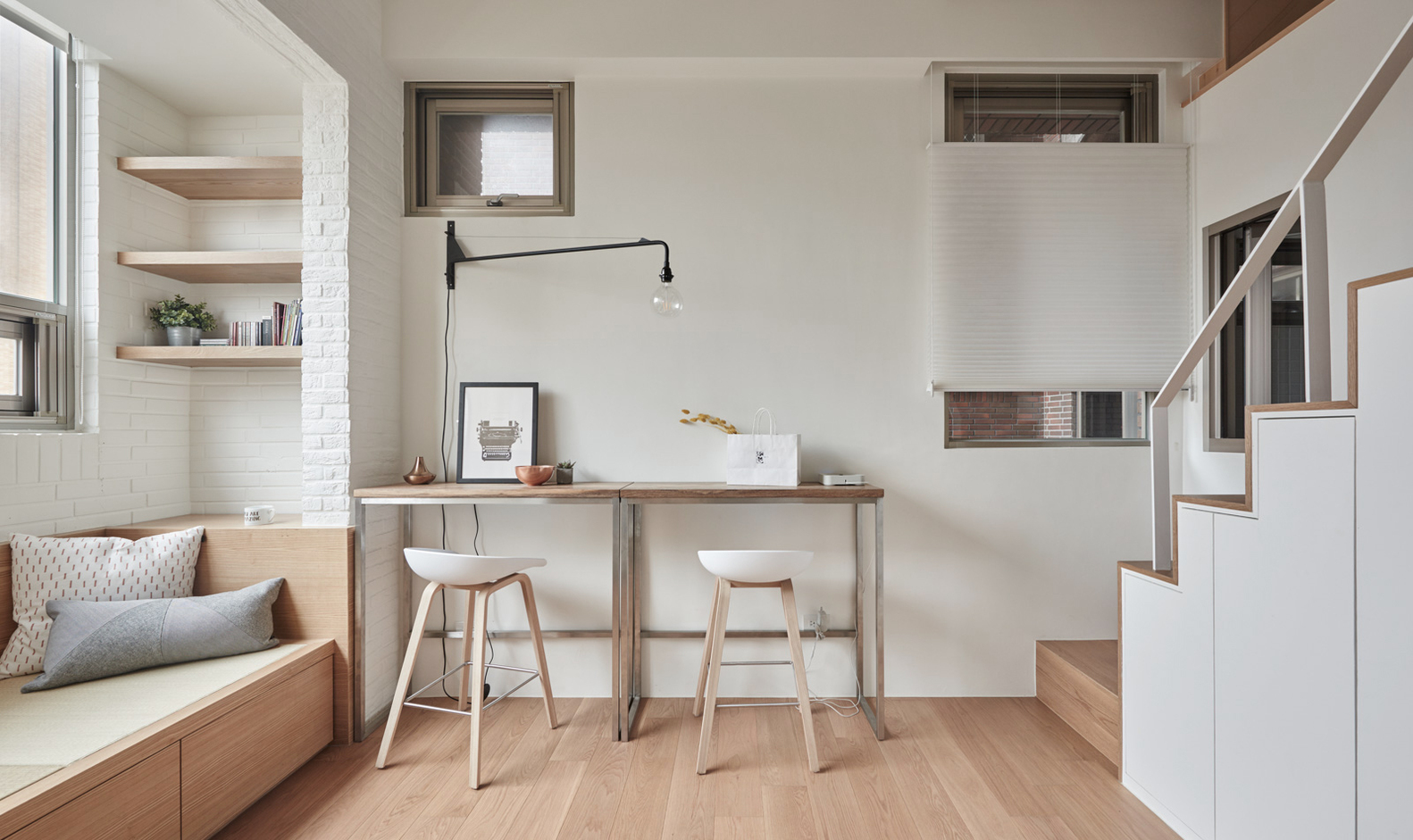 h&igrave;nh ảnh b&agrave;n ăn v&agrave; b&agrave;n bar trong căn hộ 22m2