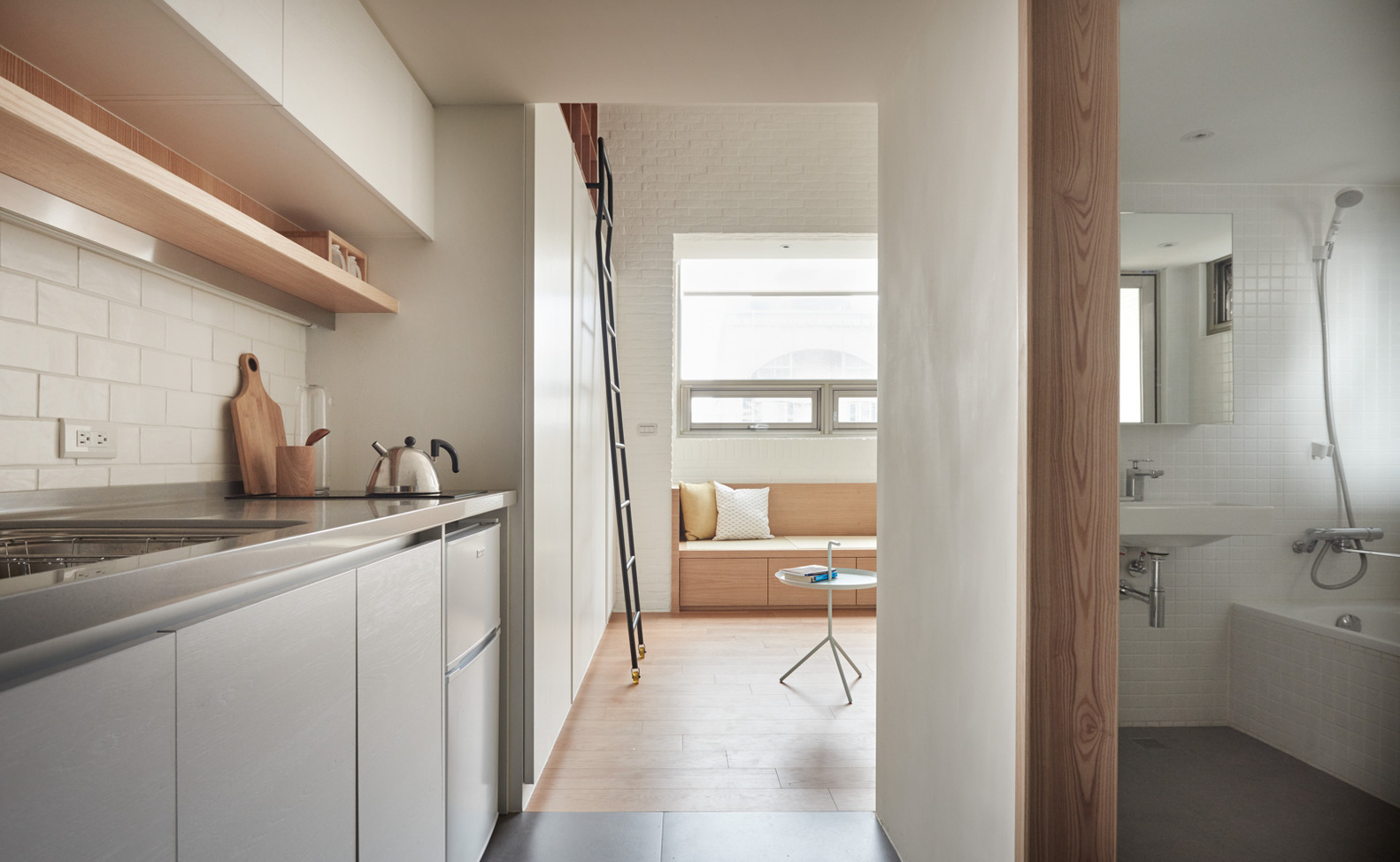 h&igrave;nh ảnh g&oacute;c ph&ograve;ng bếp trong căn hộ 22m2
