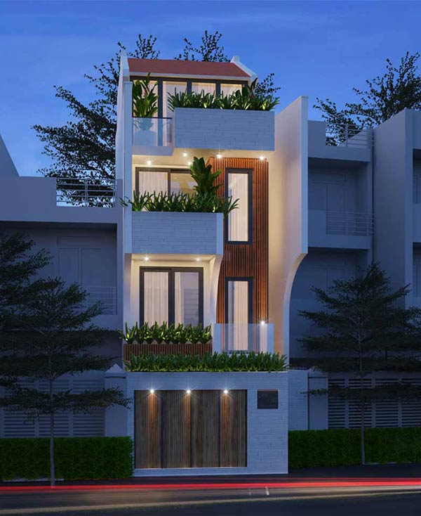 hình ảnh phối cảnh 3D mẫu nhà phố nhỏ xinh dành cho gia đình trẻ