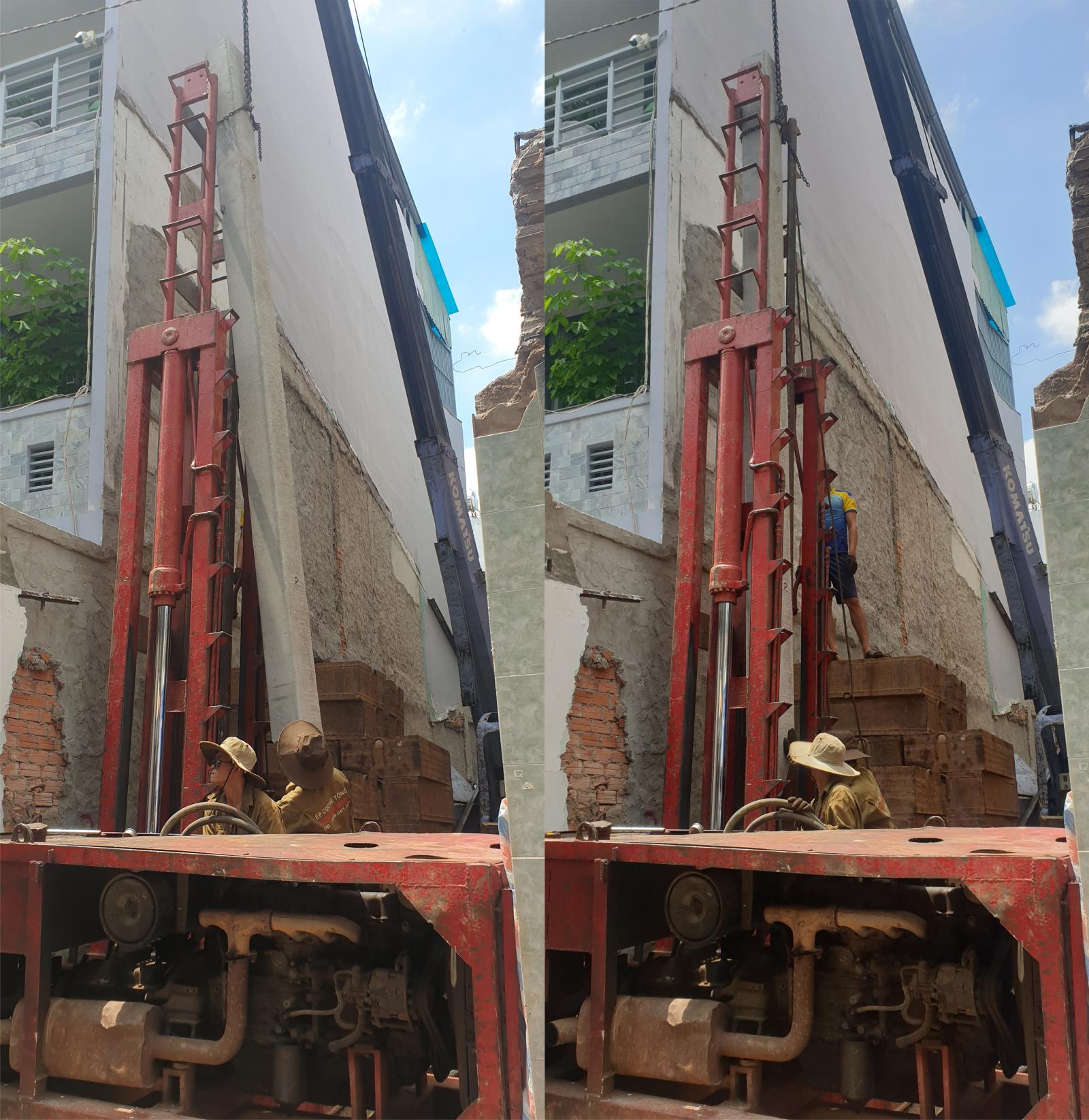 Thi c&ocirc;ng &eacute;p cọc b&ecirc; t&ocirc;ng nh&agrave; phố