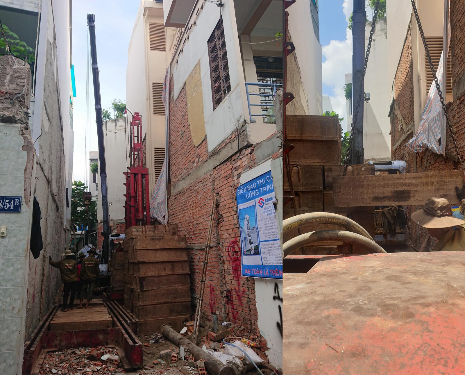 Gi&agrave;n &eacute;p cọc b&ecirc; t&ocirc;ng nh&agrave; phố