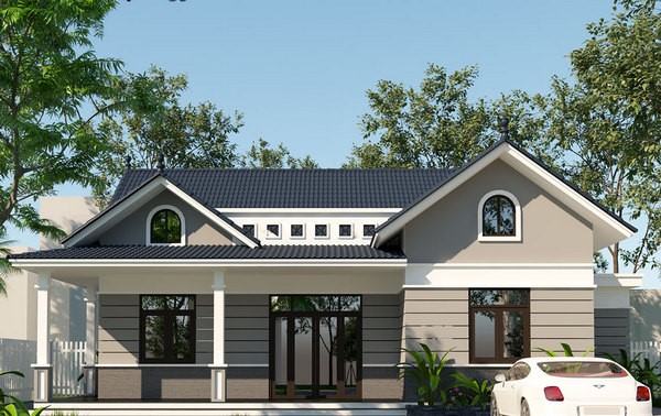 hình ảnh một ngôi nhà cấp 4 lợp tôn giả ngói màu xanh than