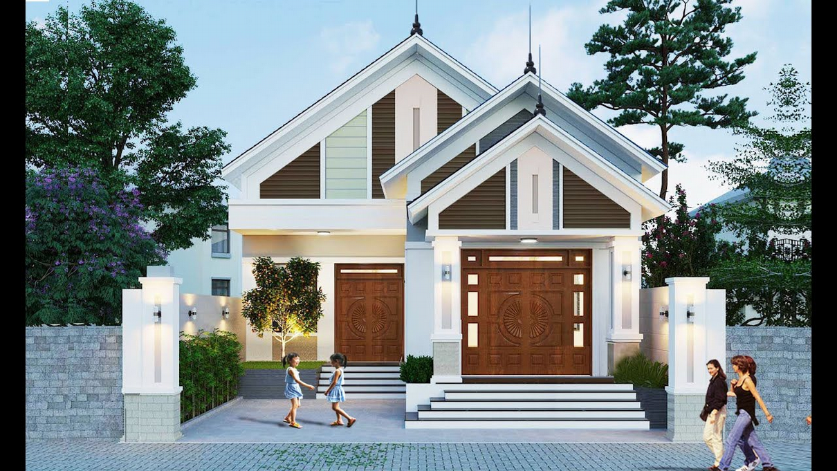 Mẫu nhà ống 1 tầng mái Thái đơn giản mà sang trọng.