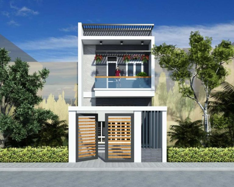 phối cảnh mẫu thiết kế nhà ống 2 tầng trên diện tích đất 5x20m