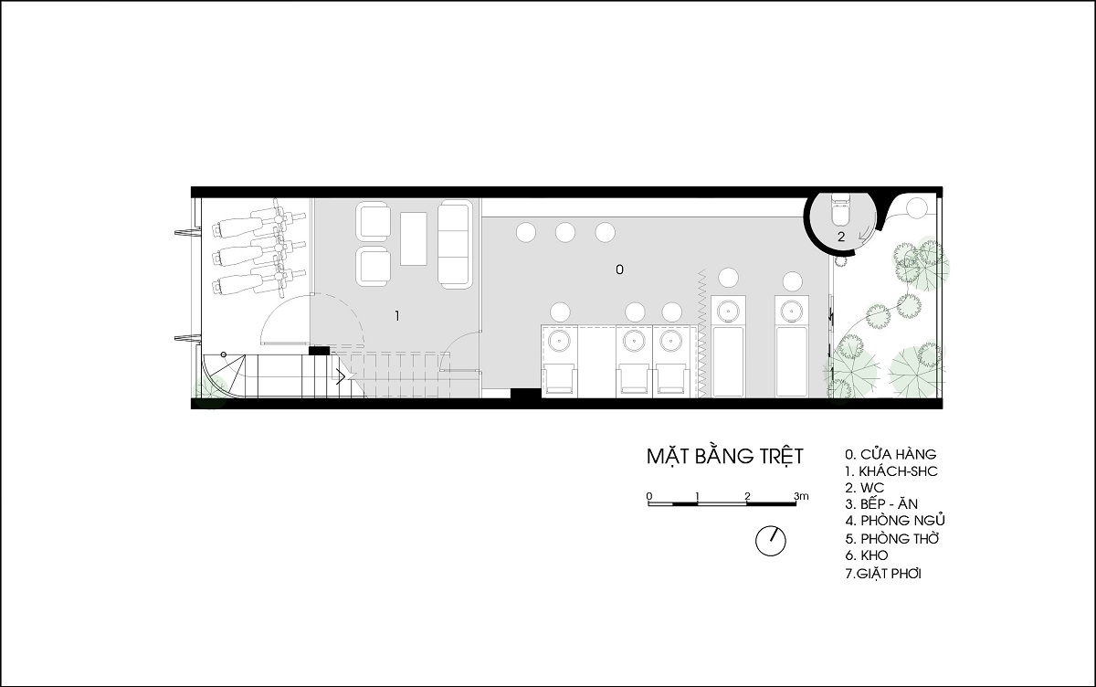 Mặt bằng bố trí nội thất tầng trệt