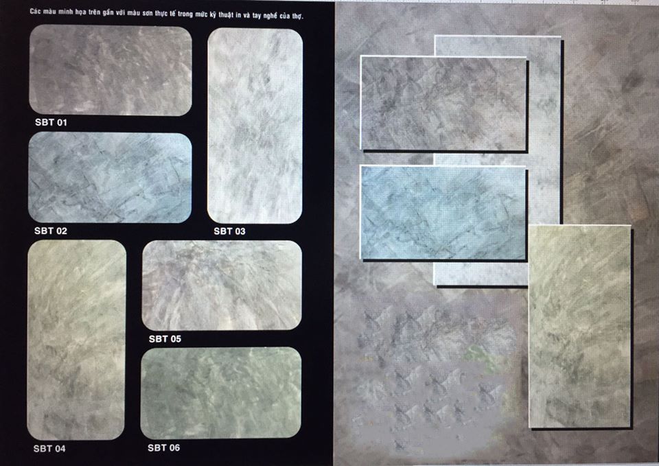 Bảng m&agrave;u phổ biến của sơn hiệu ứng b&ecirc; t&ocirc;ng.