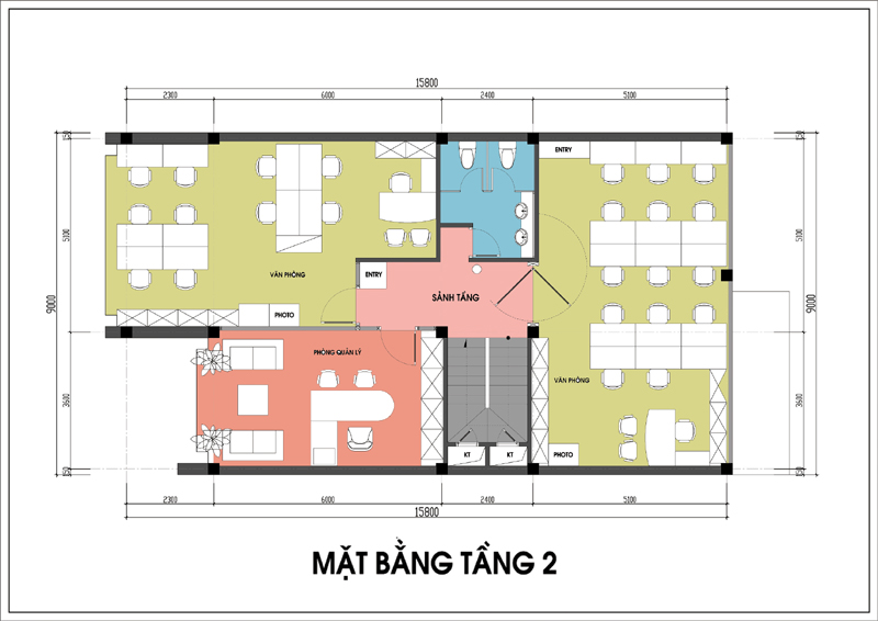 h&igrave;nh ảnh bản vẽ thiết kế mặt bằng bố tr&iacute; nội thất văn ph&ograve;ng tầng 2