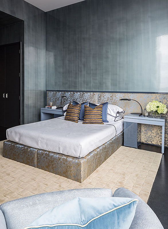h&igrave;nh ảnh ph&ograve;ng ngủ phong c&aacute;ch tối giản b&ecirc;n trong căn hộ Manhattan