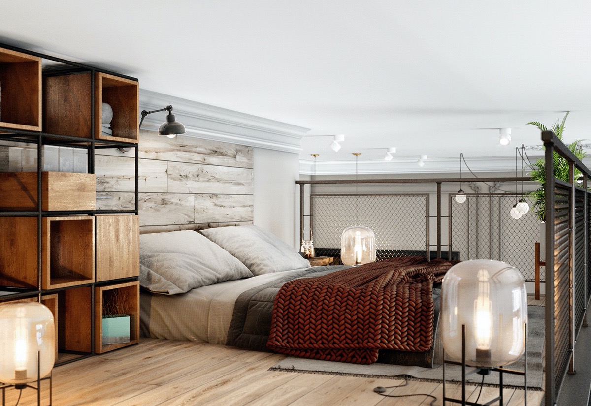 h&igrave;nh ảnh ph&ograve;ng ngủ rộng r&atilde;i tr&ecirc;n g&aacute;c x&eacute;p căn hộ 70m2