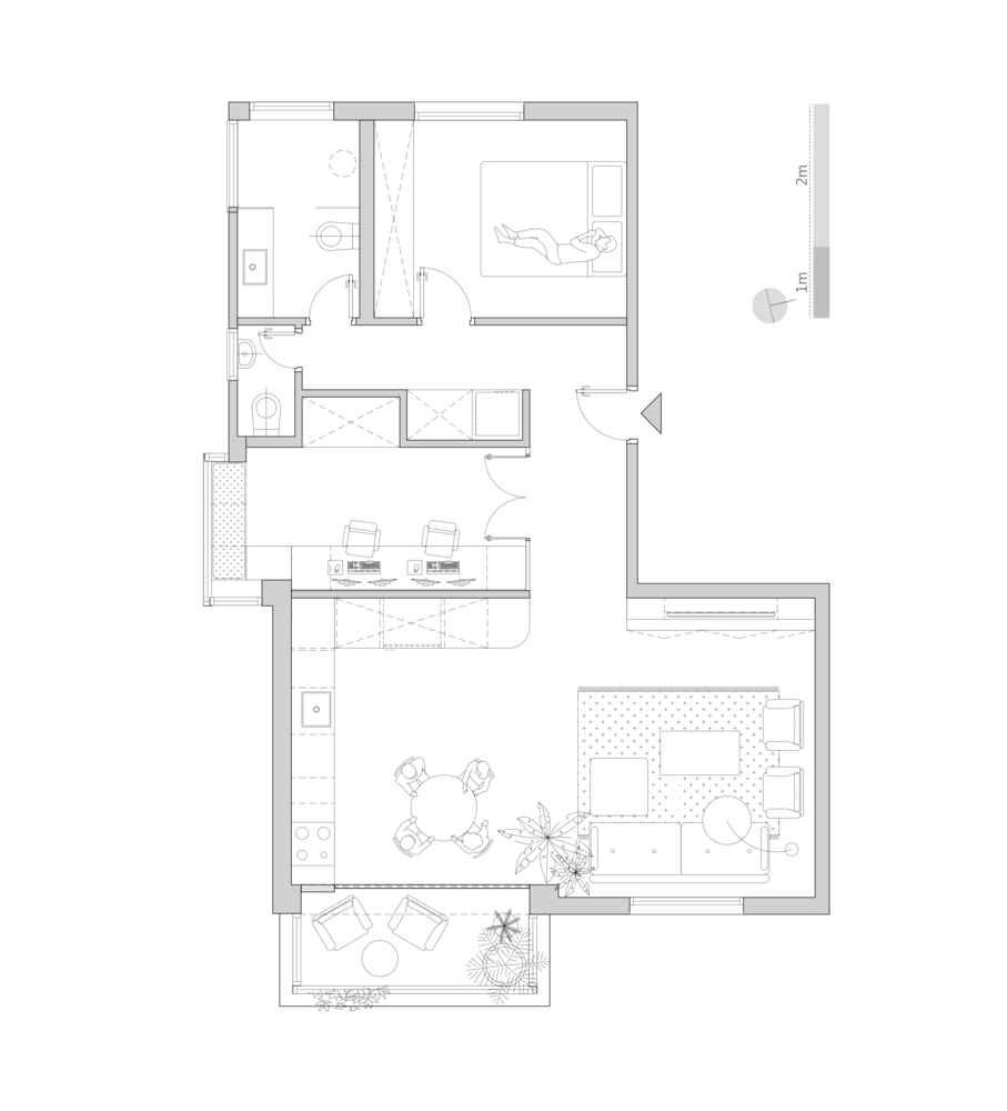 Mặt bằng bố tr&iacute; nội thất căn hộ 75m2