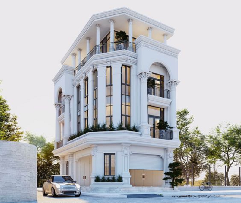Mẫu nhà phố để ở kết hợp kinh doanh Mẫu thiết kế nhà phố để ở kết hợp kinh doanh với đường nét kiến trúc mạnh mẽ, khỏe khoắn, toát lên vẻ sang trọng.