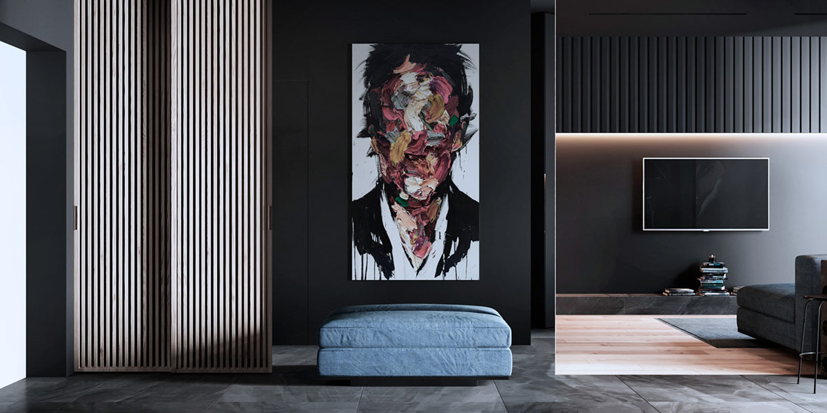 Một chiếc ghế d&agrave;i m&agrave;u xanh lam được đặt ở lối v&agrave;o nh&agrave; nhằm tạo sự kết nối m&agrave;u sắc liền mạch với kh&ocirc;ng gian b&ecirc;n trong. 