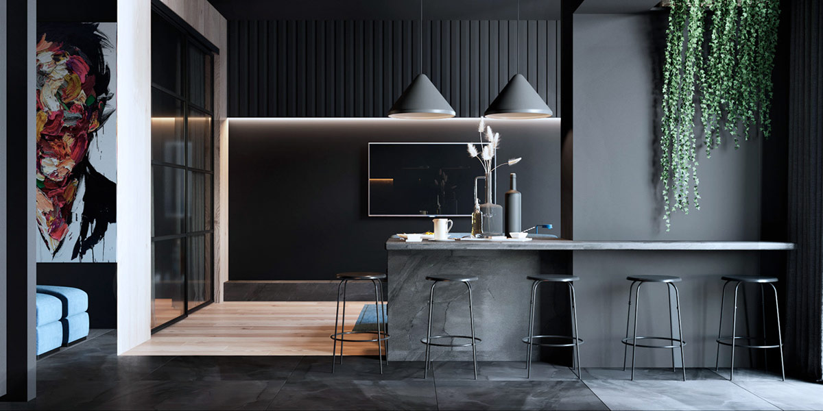 C&aacute;c loại s&agrave;n kh&aacute;c nhau được lắp đặt như một kỹ thuật ph&acirc;n v&ugrave;ng. Sảnh v&agrave;o, nh&agrave; bếp, l&ocirc; gia đều được l&aacute;t gạch tương phản với v&aacute;n gỗ ấm &aacute;p trong ph&ograve;ng kh&aacute;ch v&agrave; ph&ograve;ng ngủ.