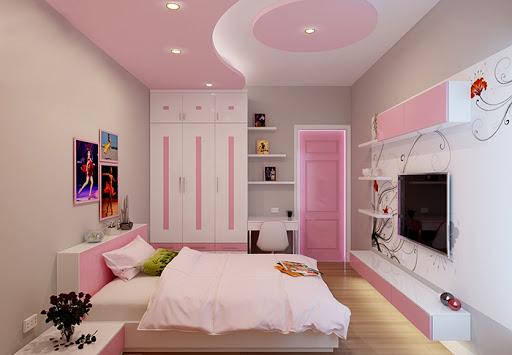 Mẫu thiết kế nội thất ph&ograve;ng ngủ d&agrave;nh cho con g&aacute;i với đầy đủ tiện &iacute;ch cần thiết.