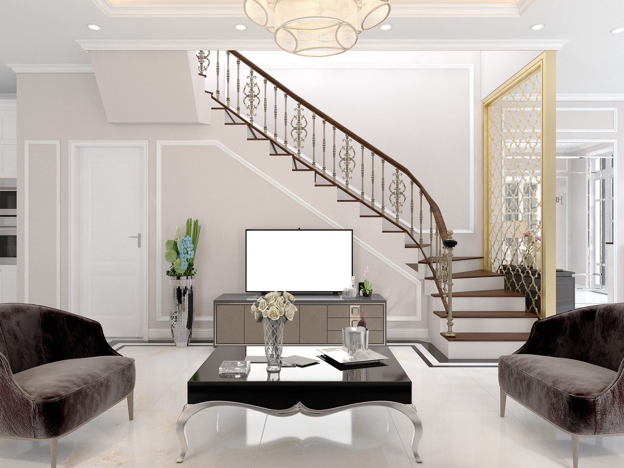 ph&ograve;ng kh&aacute;ch biệt thự