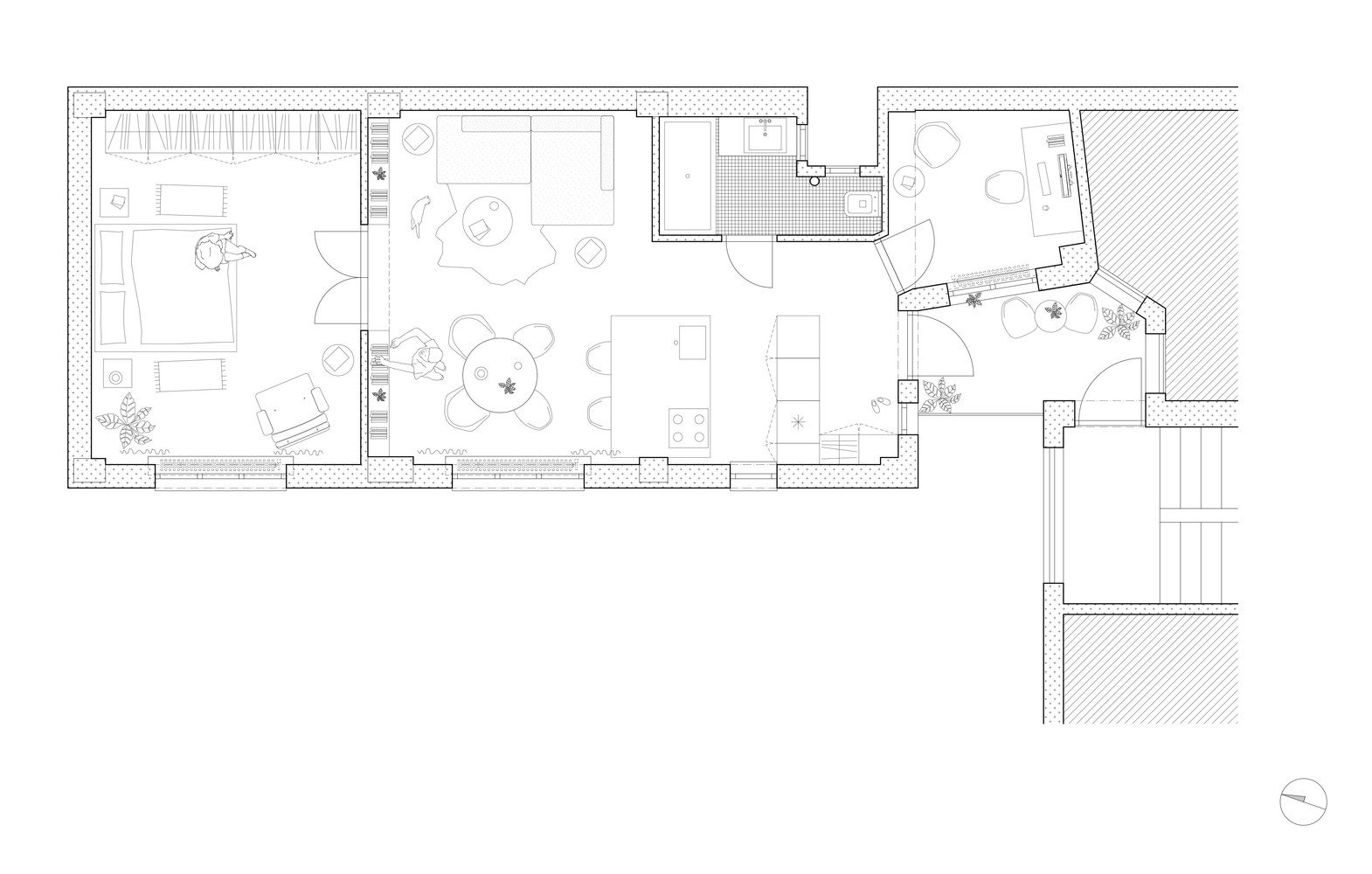 Mặt bằng bố tr&iacute; nội thất căn hộ 20m2