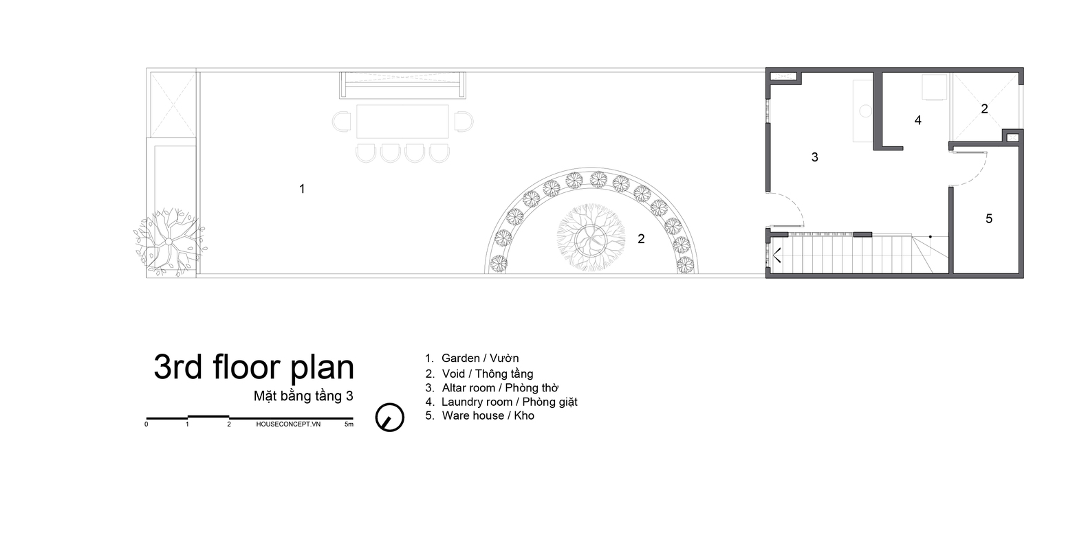 Bản vẽ thiết kế mặt bằng tầng 3 nh&agrave; phố