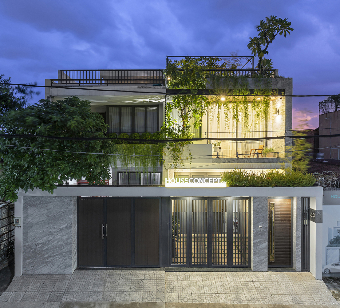 Khung cảnh ng&ocirc;i nh&agrave; phố kết hợp văn ph&ograve;ng khi l&ecirc;n đ&egrave;n.