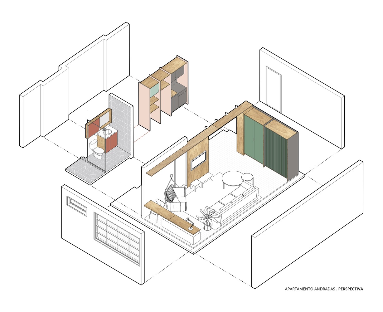 Phối cảnh bố tr&iacute; nội thất căn hộ 29m2