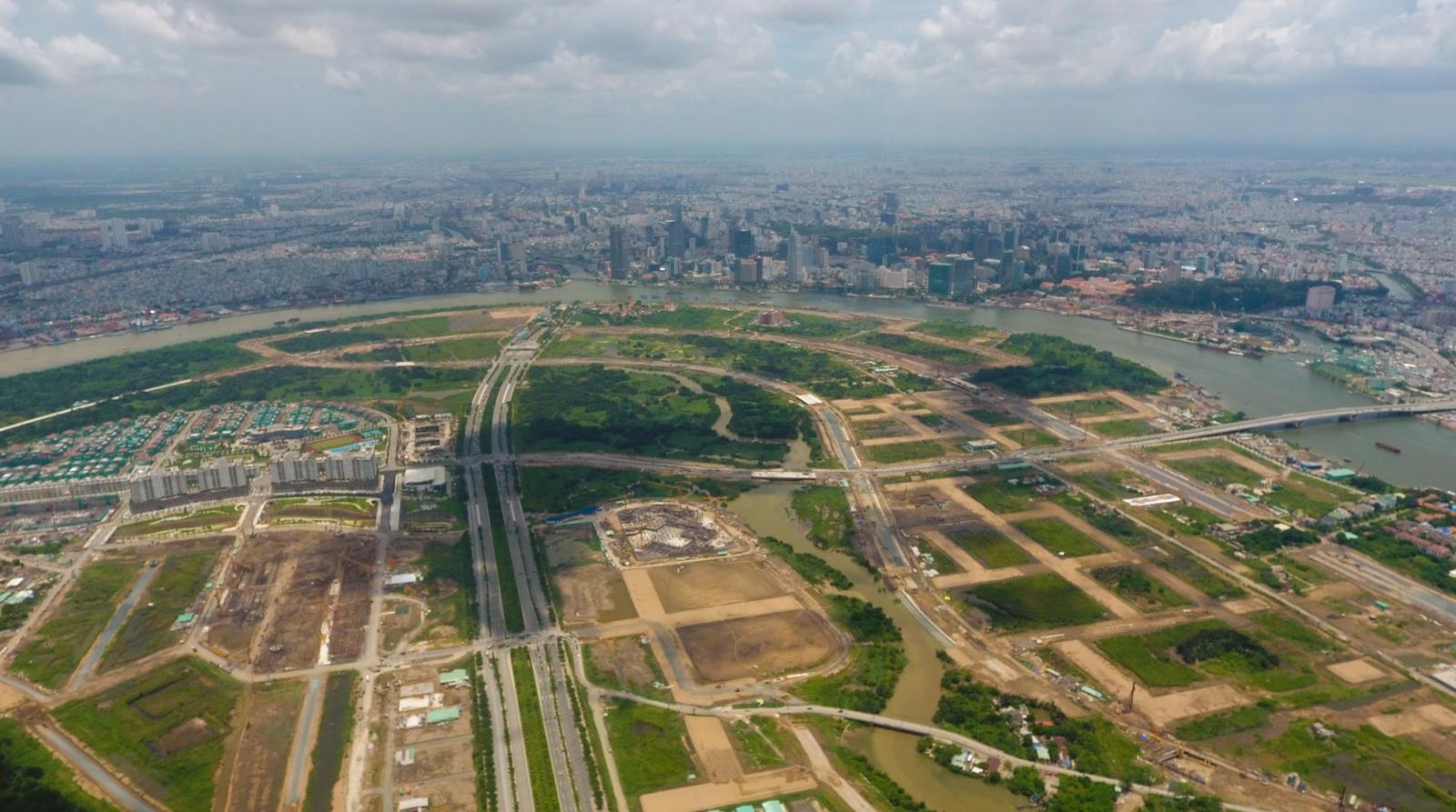 một góc Khu đô thị mới Thủ Thiêm nhìn từ trên cao