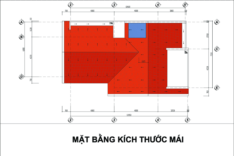 Mặt bằng mái biệt thự phố 4 tầng