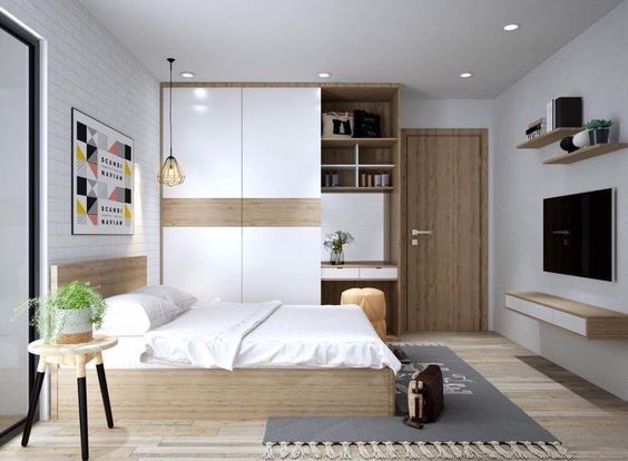 Phòng ngủ của con trai lớn được thiết kế với bố cục rõ ràng, khoa học.