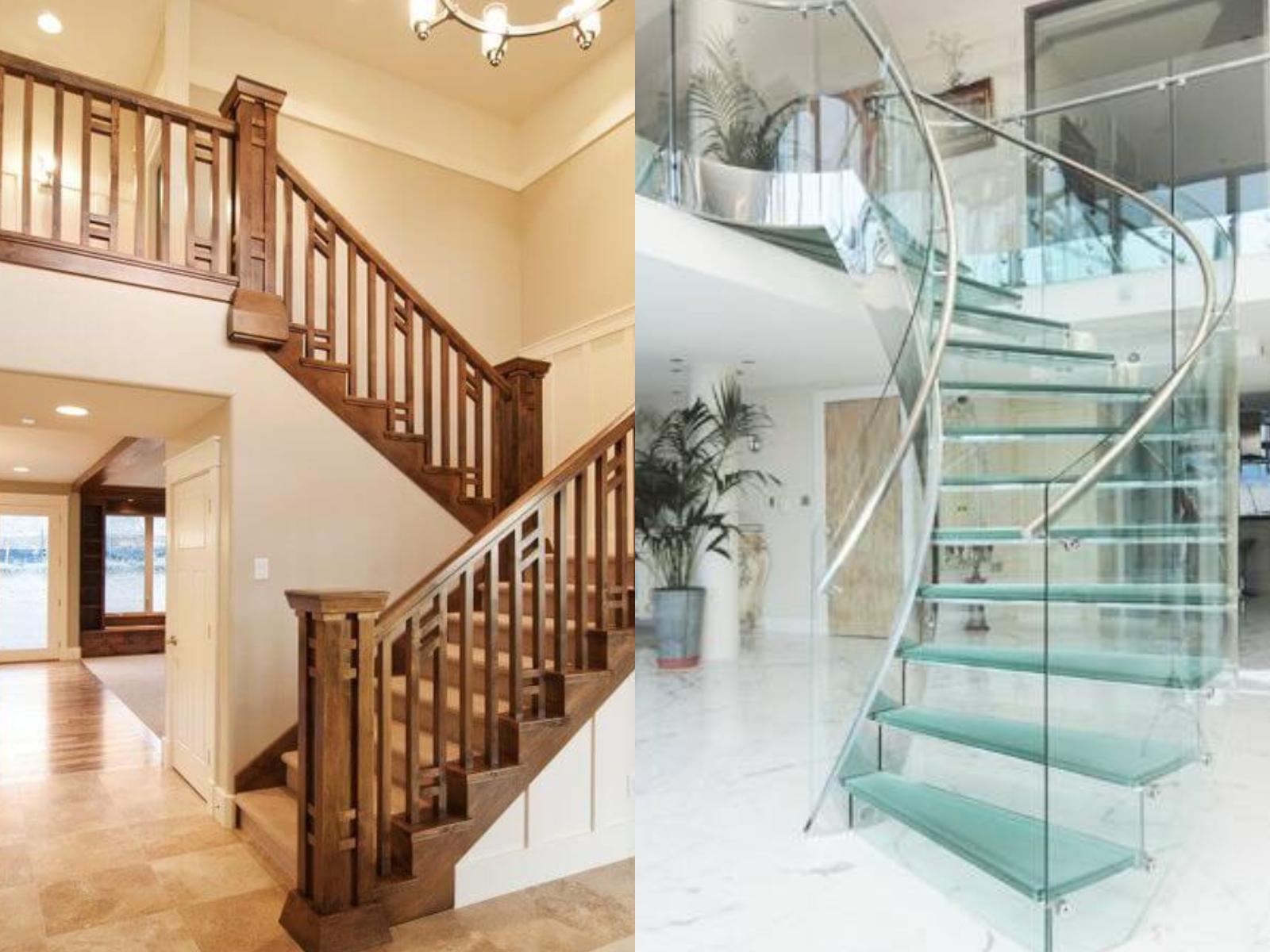 N&ecirc;n mua cầu thang k&iacute;nh hay gỗ 