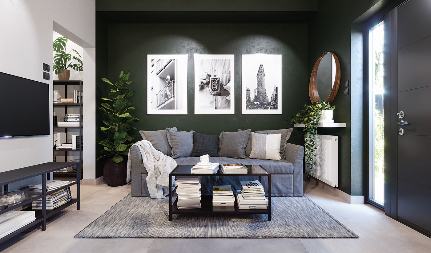 toàn cảnh phòng khách căn hộ 30m2 cho thuê