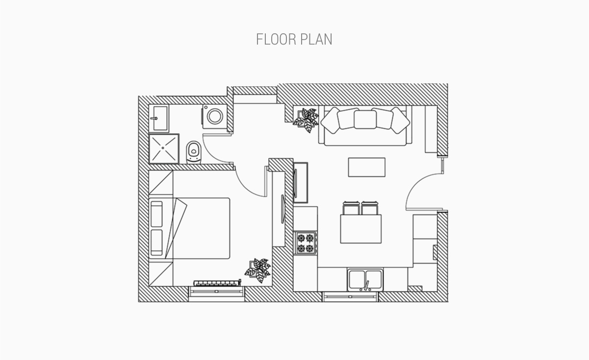 Mặt bằng bố trí nội thất căn hộ 30m2